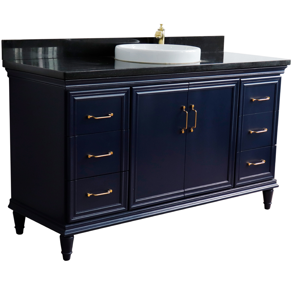 61" Single Sink Bathroom Vanity in Blue Finish with Countertop and Sink